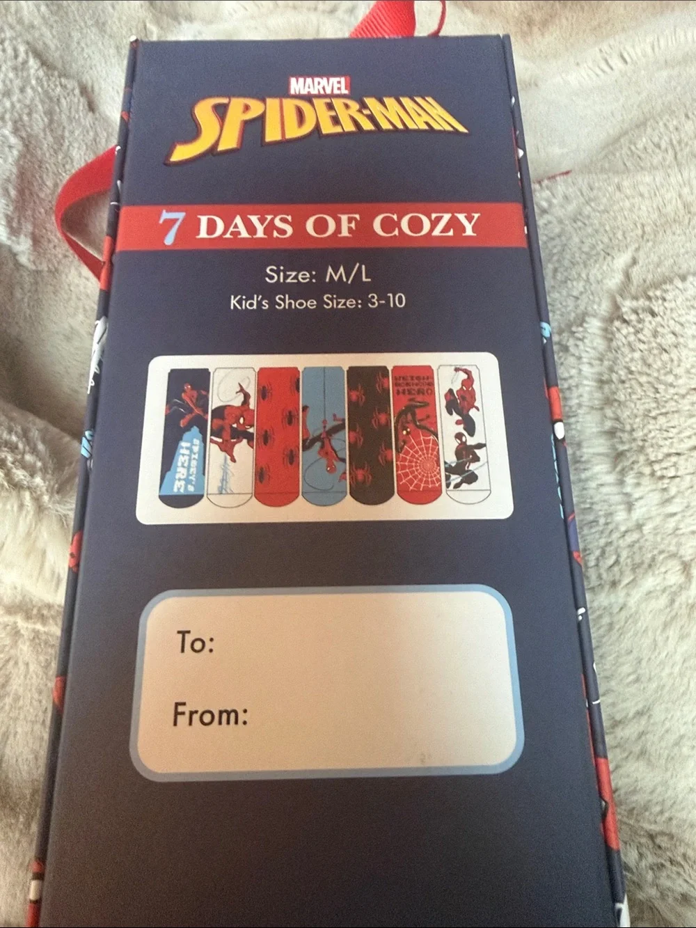 Marvel Spider-Man Kids 7-Pack Cozy Socks - Red, Blue, Black